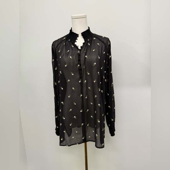 Cabi Sheer Embroidered Button-Front Blouse | Size M - Picture 1 of 9